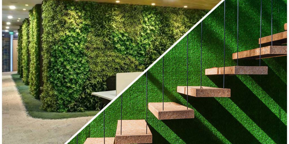 Install Green Artificial Grass On a Dull Interior or Outdoor Wall
