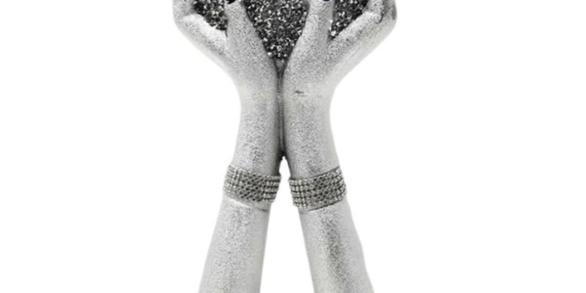 Crafted to Perfection the Mesmerizing Crushed Diamond Heart Hand Figurine 2