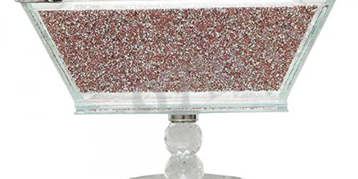 Pink Crushed Diamond Crystal Filled Bling Fruit Bowl: A Dazzling Addition to Your Home